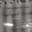 Wedding Party Signs, Natural Greenery Green Leaves, 8.5x11-inch, Welcome to Our Unplugged Ceremony Turn Off Phones No Devices Sign, 1-Pack