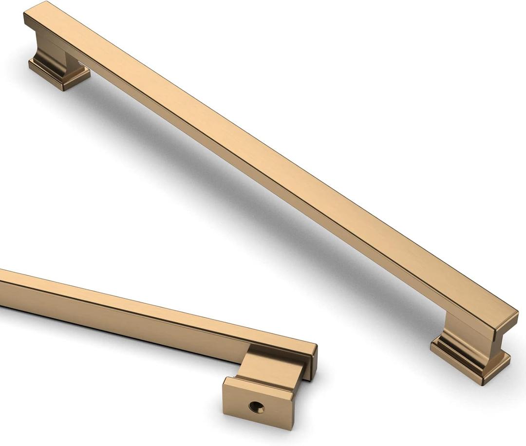 Asidrama 10 Pack 7 Inch( 177mm ) Hole Centers Champagne Bronze Kitchen Cabinet Handles, Brushed Brass Cabinet Pulls Kitchen Cabinet Hardware for Cupboard Gold Drawer Pulls