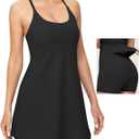 Heathyoga Womens Tennis Dress with Shorts Underneath & Bra Athletic Dress for Women Summer Dress with Pockets for Golf (X-Small, Black)