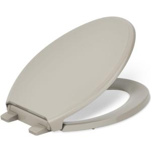KOHLER 4733-RL-G9 Glenbury ReadyLatch Quiet Close Elongated Toilet Seat, Soft Close Toilet Seats, Sandbar