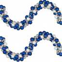 Yuxung 2 Pcs Christmas Balls Garland 6 ft Hanging Ornaments Xmas Balls Decorations with 2 Pcs 10 Feet LED Lights Indoor Outdoor Tree Mantel Wedding Decoration(Dark Blue, Light Blue, Silver)