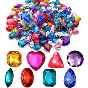 RICHNESS 110pcs Self Adhesive Craft Jewels Jumbo Bling Crystal Gem Stickers Assorted Shapes Colors Rhinestone Stickers for Arts & Crafts Projects