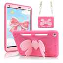 WESADN for iPad 9th Generation Case 8th 7th Gen 10.2 inch Case 2021 Girls Kids with Cute Bow Butterfly Wings Kickstand Shoulder Strap Pencil Holder Rugged Cases Cover for iPad 10.2 Cases, Rose Pink