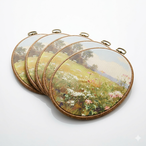 Vintage Floral Round Wall Art Decor, 5 pack