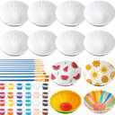 Trandraft 12 Set Paint Your Own Ceramic Sunflower Bowl Keepsake DIY Ceramics to Paint Paintable Ceramic Bowl Unpainted Ceramic Bisque Painting for Adult Craft Projects