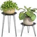SUEH DESIGN Plant Stand Indoor, Metal Plant Stand Round Plant Table Heavy Duty Plant Stool Flower Pots for Indoor Outdoor Home Decor, 2 Pack Short & Tall