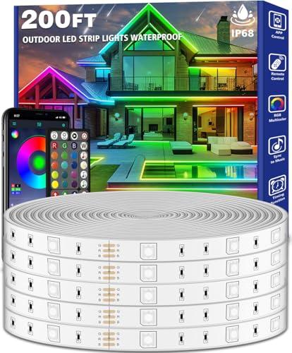 zoegi 100 feet 2 Strips Outdoor LED Strip Lights Waterproof, Music Sync RGB IP68 Outside Led Light Strips Waterproof with App and Remote, Exterior Led Rope Lights for Deck, Balcony, Roof, Garden, Pool