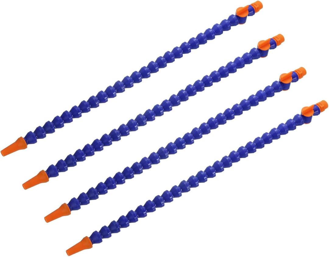 uxcell 4Pcs G3/8" Thread Flexible Water Oil Coolant Pipe Hose, 500mm Plastic Adjustable Round Nozzle Cooling Pipe Hose with Switch and Internal Tube for Lathe CNC Water Cooling System