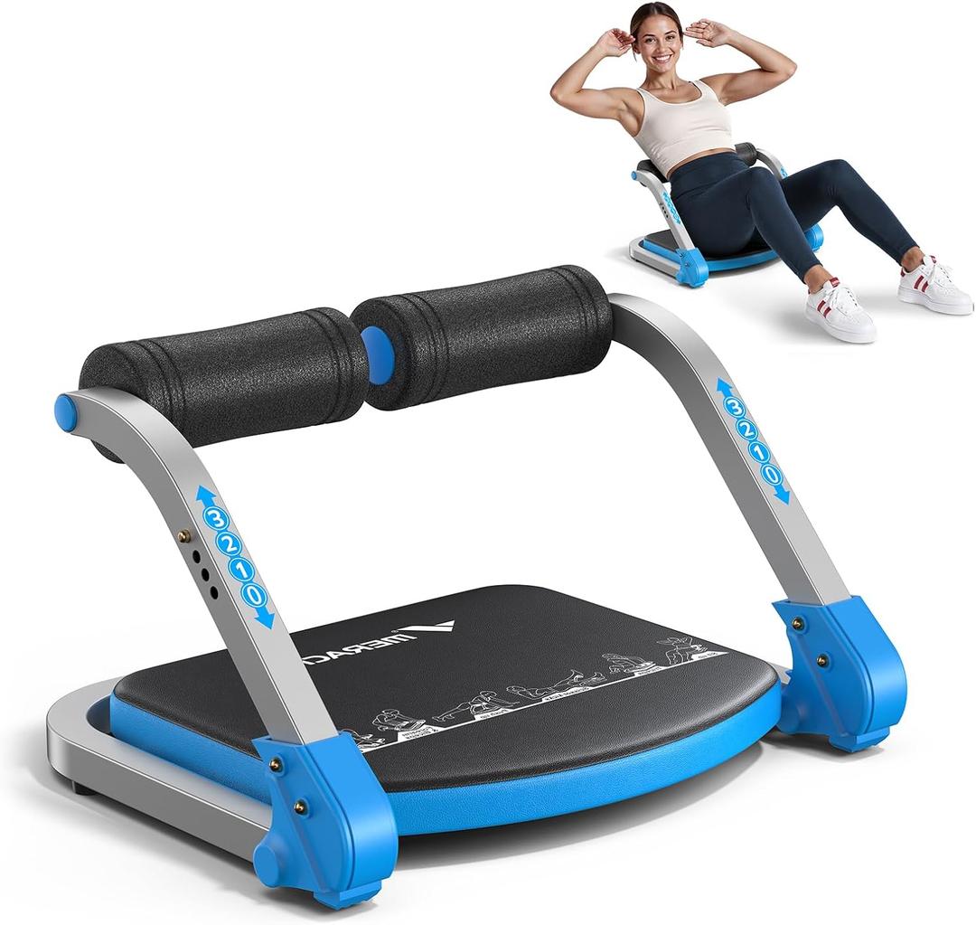 MERACH Ab Machine for Home Gym, Adjustable Ab Trainer with 3 Resistance Levels, Sit Up Exercise Equipment for Core Workout, Automatic Rebound Ab Crunch Machine, Ab Workout Equipment for Stomach(Blue)
