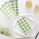 Green Gingham Napkins Disposable Rectangle: 100PCS Checkered Paper 15.7x11.8 Inch for Dinner Party