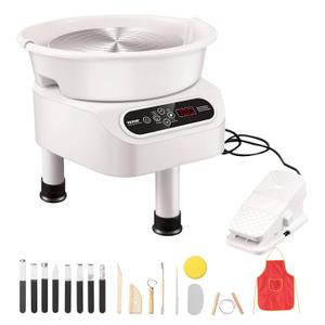 VEVOR Pottery Wheel Direct Drive 350W, 10 inch Ceramic Forming Machine with LCD Touch Screen Foot Pedal 50-300RPM Adjustable Speed, 18PCS Accessory Tools Kit for Adults Beginners, Craft Gift, White