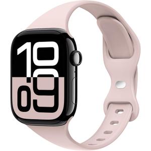 2 x STG Sport Slim Thin Narrow Silicone Bands Compatible with Apple Watch Band Ultra 3/2/1 49mm, Series 11/10 46/42mm, 9/8/7 45/41mm, SE 6/5/4 44/40mm, 3/2/1 42/38mm for Women Men