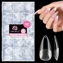 UNA GELLA Medium Stiletto Nail Tips: 450PCS Fake Acrylic Gel Nail Tips 15 Sizes Soft Clear Pre-Etched Nails Extension Full Cover Press On Nails Stiletto Home DIY Salon