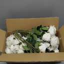 Hananona 50 Pcs Artificial Roses in Bulk, Fake Velvet Silk White Roses Realistic White Roses for Wedding Centerpieces Flower Arrangement Home Decor (50, White)