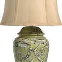 Red Lantern 25" Jade Green Birds and Flowers Lamp