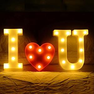GPUSFAK I Love U Marquee Light Up Letters - LED Letter Number Light Sign Decoration for Birthday Home Table Decor White