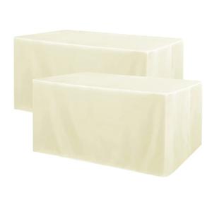 Obstal 2 Pack Table Clothes for 8 Foot Rectangle Tables - Water Resistant Washable Fabric Polyester Rectangle Table Cover Protector for Wedding, Banquet and Trade Shows, 96L x 30W Inches, Cream