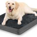 Waterproof Dog Bed Large Medium Sized Dogs, Outdoor Orthopedic Washable Crate Pad 36 inch, Foam Pet Bed with Removable Cover Reversible, Anti-Slip Kennel Pad, 35"x22", Dark Gray