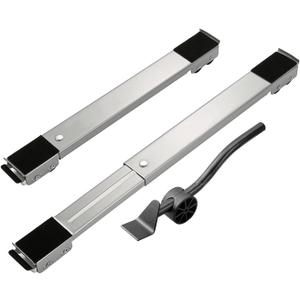 Washing Machine Roller Mover, Extendable Metal Holder Bracket with 24 Wheels, Load 150 KG, Home Appliance Dryer Refrigerator Roller Mover with Foot Brake, 3 Color (Color : Silver)