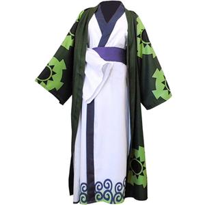 Anime Cosplay Costume Anime Deluxe Cloak Robe Kimono Halloween Outfit Set (Small, Green)