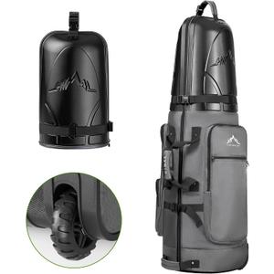 uniHimal Golf Travel Bag with Hard Case Top, 1680D Heavy Duty Oxford Golf Club Travel Bags for Airlines with Wheels Easy to Maneuver