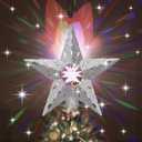 2024 New Christmas Tree Topper Lighted Star, Christmas Tree Decorations Topper LED Projection Light, 3D Glitter Dynamic Projection for Xmas Party Holiday Decorations (Silver)
