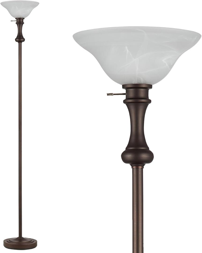 71'' Floor Lamps for Living Room, Tall Floor Lamp for Bedroom, Modern Torchiere Standing lamp for Corner Office Home Decor, Knob Switch, Bulb Included, Glass 1 Head, Red Brown
