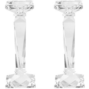 2-Pack Crystal Candlestick Holders, Clear Crystal Taper/Pillar Candles Holders,Table Centerpiece Home Decorative Candle Holders for Wedding, Dining, Party(10.6in Tall)