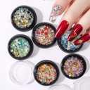 6 Colors Nail Caviar Beads, Mixed Micro Mini Metal Nail Beads Rivet Rhinestone Nail Art Design, 3D Glitter Stud Gem Crystal Bead Supplies for Women Girls Manicure Art DIY Resin Acrylic Nails Supplies