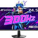 SANSUI 24.5 Inch 300hz 240hz Gaming Monitor, 1080P 1ms FPS PC Monitor Gaming, HDR, FreeSync, DisplayPort x2 HDMI x2, Fast IPS, 120% sRGB, Audio Jack, VESA Support, Desktop Compatible(ES-G25X1 PRO)