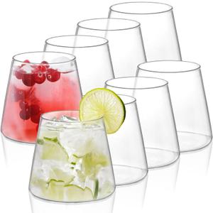 Set of 8 Water Juice Glasses, 13 Oz Lead-Free Drinking Glasses, Lightweight Stemless Wine Glasses for Iced Coffee Tea Soda Cocktails Beer, Modern Glass Cup for Collection Everyday Use Party Bar