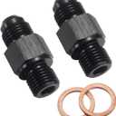 6AN Male Flare to 1/4 NPSM Transmission Cooler Adapter Fitting Aluminum Black Fits TH350 TH400 4L60E 700R4 200-4R TR6060 AOD 4R100 4R70W C5, Pack of 2