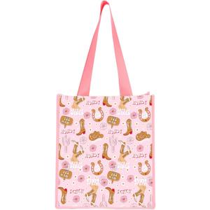 NGLIV Western Bag Western Gifts Decor Stuff Gifts for Women Cowgirl Pink ToteBag Beach Bag Canvas Grocery Bags Reusable Shopping Bags for Grandma Sister Coworkers Wife Cowgirl Birthday