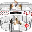 VISCOO Dog Playpen Outdoor, 16 Panels 32" H Dog Pen Indoor, Metal Dog Fence Outdoor, Pet Fence for Large/Medium/Small Dogs, Indoor Puppy Playpen, Foldable Heavy Duty Exercise Pen for RV,Camping,Yard
