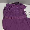 Miusol Women's Elegant Sequin Lace Contrast Chiffon Split Style Evening Party Maxi Dress (Purple, XL)