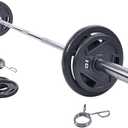 Signature Fitness Cast Iron Olympic 2-Inch Weight Plates Including 7FT Olympic Barbell, 130-Pound, 300-Pound or 325-Pound Set, Multiple Packages