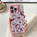 Skyseaco for iPhone 14 Pro Max Case, Cool Camo Pattern Phone Case Vintage Camouflage Shockproof Protective Cover for Women Girls Men Boys Teens, Pink