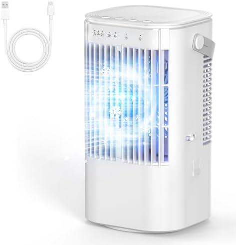 Portable Air Conditioners, 4-in-1 Mini Small Air Conditioner Evaporative Air Cooler Fan with 1000ml Water Tank, 3 Speeds & 7 LED Lights, Personal Mini AC with Timer for Bedroom, Desktop, Home, Office