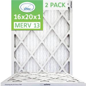 16x20x1 Air Filter MERV 13 (2-Pack) TRION Air Bear Pleated HVAC Air Filters Replacement (Actual Size: 15.50 x 19.50 x 0.75 Inches)