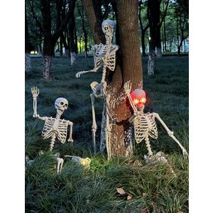 5.4Ft Halloween Skeleton - Life Size Skeleton with Glowing Eyes Scary Creepy Sound Movable Joints Full Size Posable Skeleton Decor Halloween Decorations Outdoor Indoor