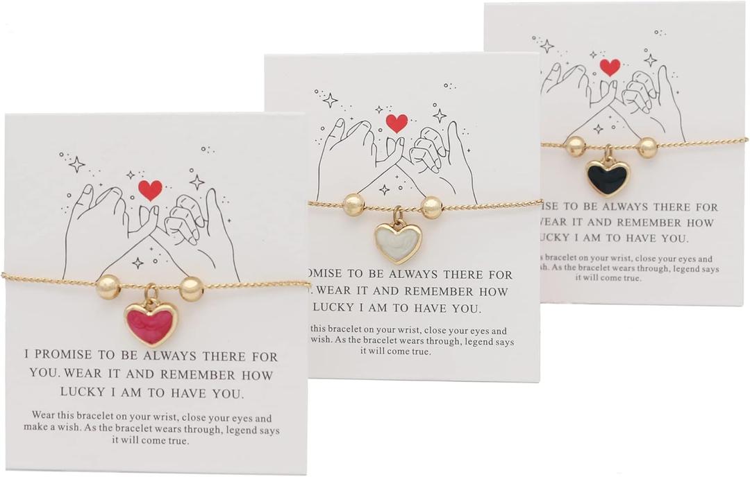 Smilebelle Galentines Day Gifts for Best Friend, Best Friendship Bracelets for 2/3 Sisters Bracelets, Valentines Day Gifts 14K Gold Adjustable Besties Matching Bracelet, Friendship Handmade Jewelry for Friends