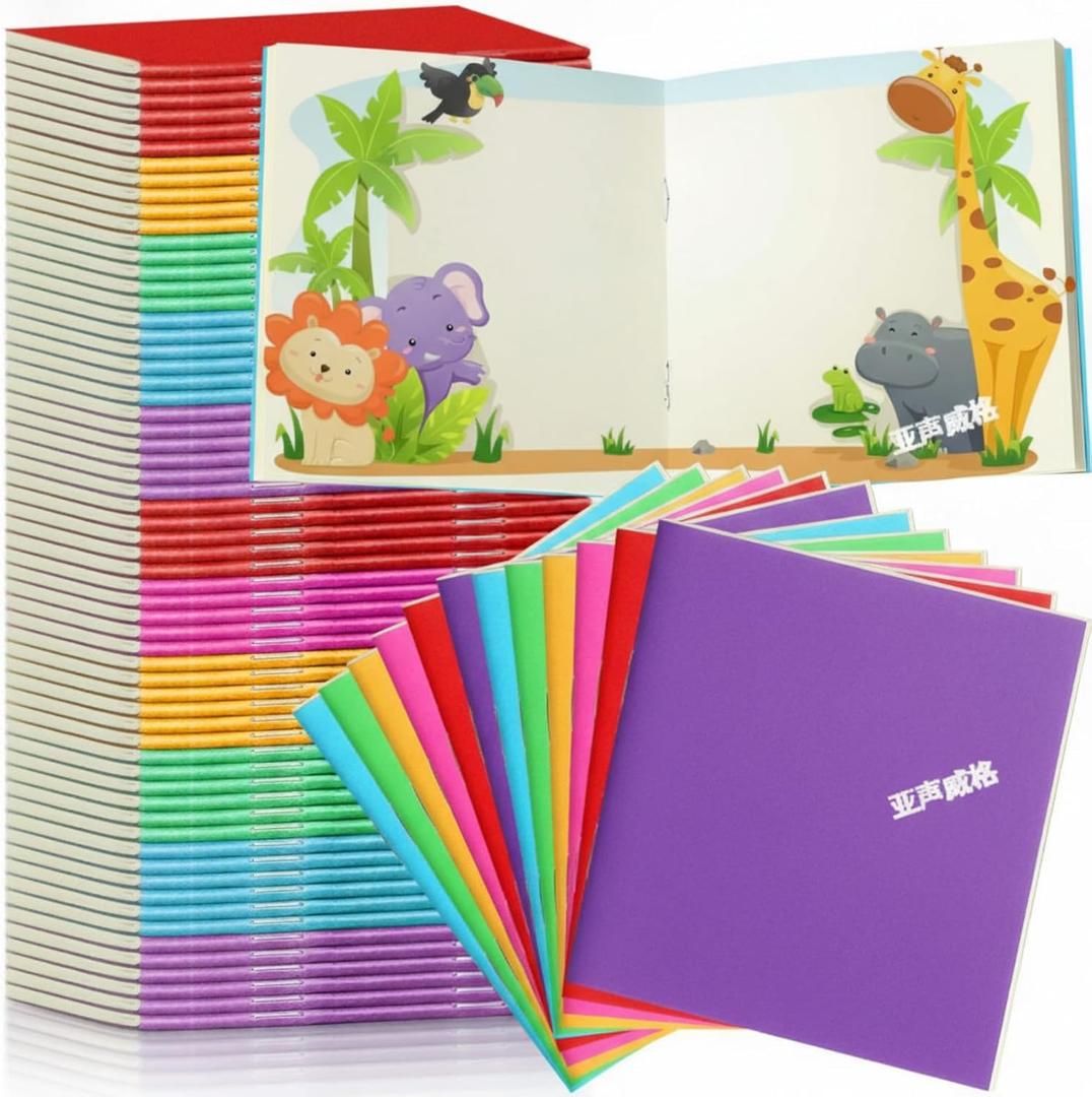 Thenshop 150 Pack Mini Notebooks Bulk Small Blank Pocket Notepad for Kids 4 x 4 Inch Unlined Journals Sketchbooks Students Gifts School Party Favors Supplies 24 Sheets(Multicolor)