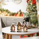 Redbaker 3 Pcs Christmas Decorations Indoor Wooden Gnome Table Decor Vintage House Block Sign Rustic Farmhouse Christmas Tiered Tray Decor for Xmas Home Office Tabletop Mantel Shelf Desk Party