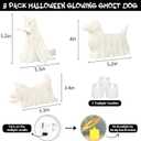 Halloween Decor Indoor, Set of 3 Draped Ghost Dog Figurines, Light-Up Halloween Decorations, Ghost Decor for Home Party Display