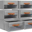 Closet Organizers and Storage - Foldable Storage Bins with Drawers Pull-Out Stackable Storage Drawers with Clear Window,Fabric Clothes Organizers and Storage Drawers for Closet, 6-Pack, Grey
