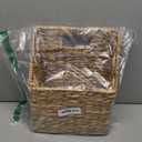 Set of 2 Hanging Storage Basket, Wicker Water Hyacinth Wall Hanging Basket with Handle for Mails, Files, Books, Plants or Accessories, Wall-Mounted Organizer for Bedroom, Kitchen, Office