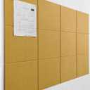 Felt Wall Tiles | Large Cork Board Alternative | Aesthetic Felt Bulletin Board for Office, Home & Classroom | Large Cork Boards for Walls Pinboard (12-Pack) | Mustard