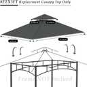 Grill Gazebo Replacement Top, 5 * 8 Outdoor BBQ Top Cover, Double Layer BBQ Gazebo Top Canopy for Model #L-GG001PST-F(Dark Gray)