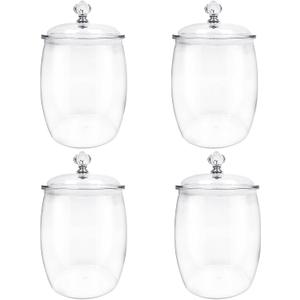 4 Pcs Candy Cookie Jar, 74 oz Clear Plastic Jars with Lids Apothecary Jars Candy Buffet Storage Containers Airtight Food Canister Home Organization for Kitchen Laundry and Party