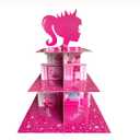 Zliisang 2-Piece Pink Princess Cupcake Stand - 3-Tiered Dessert Table Display with Pink Centerpieces for Girls' Birthday Parties & Baby Showers